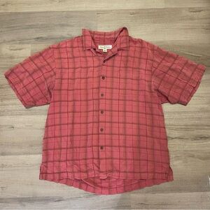 Tommy Bahama plaid button-down silk shirt